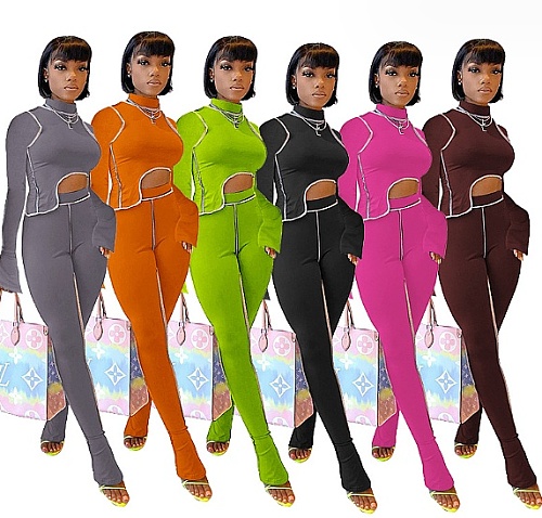 XS Bright Line Decoration Skinny Two Piece Pants Set MDF-5155