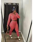 2023 Cropped Zipper Cardigan Tight Trouser Two Pieces Set XT-8213