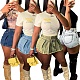 Women High Waist Wrap Hips Denim Shorts XT-8205