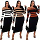 Sexy Off Shoulder Backless High-waisted Knitted Hip Wrap Maxi Dress OSM-4405