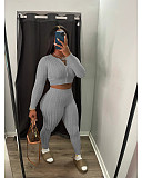 2023 Cropped Zipper Cardigan Tight Trouser Two Pieces Set XT-8213