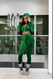 Pleated Velvet Cropped Hoodies Women Casual Tracksuit RS-089