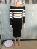 Sexy Off Shoulder Backless High-waisted Knitted Hip Wrap Maxi Dress OSM-4405