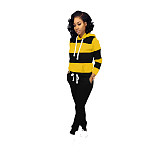 Striped Streetwear Full Sleeve Pullover Drawstring Hooded Two Pieces Set NK-6005