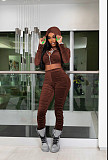 Pleated Velvet Cropped Hoodies Women Casual Tracksuit RS-089