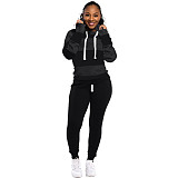 Striped Streetwear Full Sleeve Pullover Drawstring Hooded Two Pieces Set NK-6005