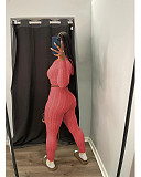 2023 Cropped Zipper Cardigan Tight Trouser Two Pieces Set XT-8213