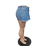 Women High Waist Wrap Hips Denim Shorts XT-8205
