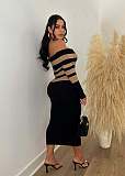 Sexy Off Shoulder Backless High-waisted Knitted Hip Wrap Maxi Dress OSM-4405