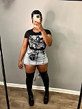 Women High Waist Wrap Hips Denim Shorts XT-8205