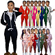 Fleece Hooded Zip Coat Pencil Pants Two Pieces Set CH-8198