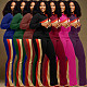 Active Striped Patchwork Jacket and Pants Sweatsuit WA-77495