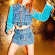 Fashion Women Denim Quilted Woolly Design Sense Short Warm Coat RS-203748