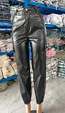 Women Zipper Pleated Pocket PU Leather Tight Pencil Pants RS-1364