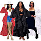 Solid Ruffled Shawl Women Long Coat MUE-7971