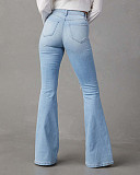 Women High-waisted Ripped Jeans Bell Bottoms Pants RS-2051