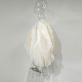 Mesh Tulle Blouse Puffy Layered Short Tops MUE-7502
