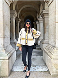 Trendy Women Contrast Color Long Sleeves Buttons Cotton Coat HY056