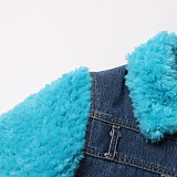 Fashion Women Denim Quilted Woolly Design Sense Short Warm Coat RS-203748