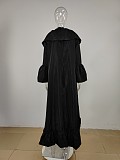 Solid Ruffled Shawl Women Long Coat MUE-7971
