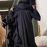 Solid Ruffled Shawl Women Long Coat MUE-7971