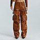 Fashion Woman High Waist Multi-pocket PU Leather Overall Straight-leg Pants RS-786651
