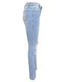 Women High-waisted Ripped Jeans Bell Bottoms Pants RS-2051