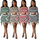 Stripe Print One Shoulder Long Sleeve Sexy Skirt Two-piece Set RS-8015