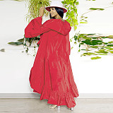 Solid Ruffled Shawl Women Long Coat MUE-7971