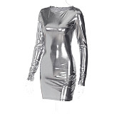 Sexy Slim-fit Crew Neck Long Sleeve Mini Club Dress BLG-D3A14390A