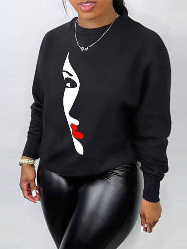 Women's Crew Neck Pullover Sweatshirts Loose Tops HGL-118