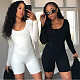 Women Round Collar Solid Color Slim-fit Sports Long Sleeve Romper BLG-P3613199A