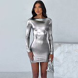 Sexy Slim-fit Crew Neck Long Sleeve Mini Club Dress BLG-D3A14390A