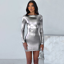 Sexy Slim-fit Crew Neck Long Sleeve Mini Club Dress BLG-D3A14390A