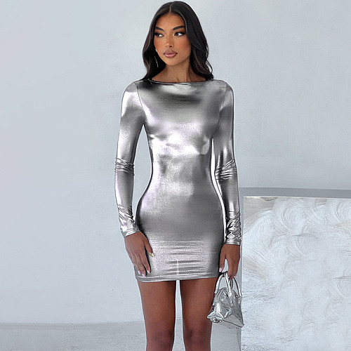 Sexy Slim-fit Crew Neck Long Sleeve Mini Club Dress BLG-D3A14390A