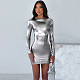 Sexy Slim-fit Crew Neck Long Sleeve Mini Club Dress BLG-D3A14390A