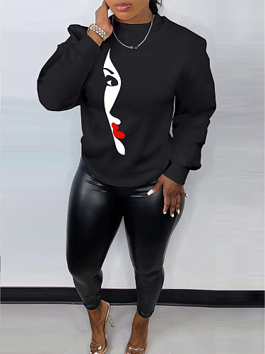 Women's Crew Neck Pullover Sweatshirts Loose Tops HGL-118