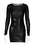 Sexy Slim-fit Crew Neck Long Sleeve Mini Club Dress BLG-D3A14390A