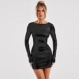 Sexy Slim-fit Crew Neck Long Sleeve Mini Club Dress BLG-D3A14390A