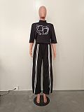 Leisure Top Wide Leg Split Pants Casual Set OD-8639