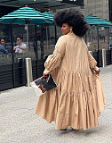 Plus Size Women Solid Loose Maxi T-shirt Dress CYU-9158