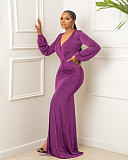 Long Sleeved Solid Overlength Bodycon Women's Dress YLA-9453