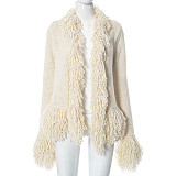 Street Style Women Long Sleeves Tassel Sweater Coat MXXB-Q23TP379