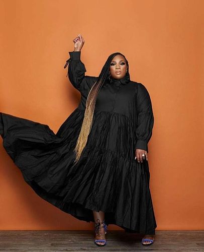 Plus Size Women Solid Loose Maxi T-shirt Dress CYU-9158