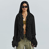 Street Style Women Long Sleeves Tassel Sweater Coat MXXB-Q23TP379