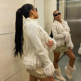 Street Style Women Long Sleeves Tassel Sweater Coat MXXB-Q23TP379
