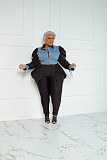 Denim Irregular Hem Blouse Plus Size Two Pieces Pants Set CYU-9476