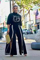 Leisure Top Wide Leg Split Pants Casual Set OD-8639