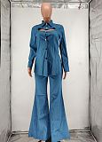 Blue Sex Lapel T-Shirt Flared Pants Suits CYU-9184