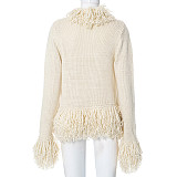 Street Style Women Long Sleeves Tassel Sweater Coat MXXB-Q23TP379